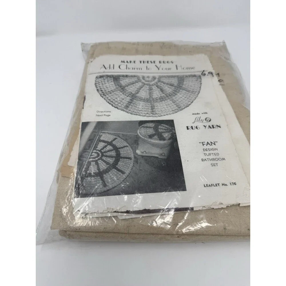 Vintage Lily Rug Yarn Pattern No.176 Fan Tufted Bathroom Set COMPLETE w/ Guide